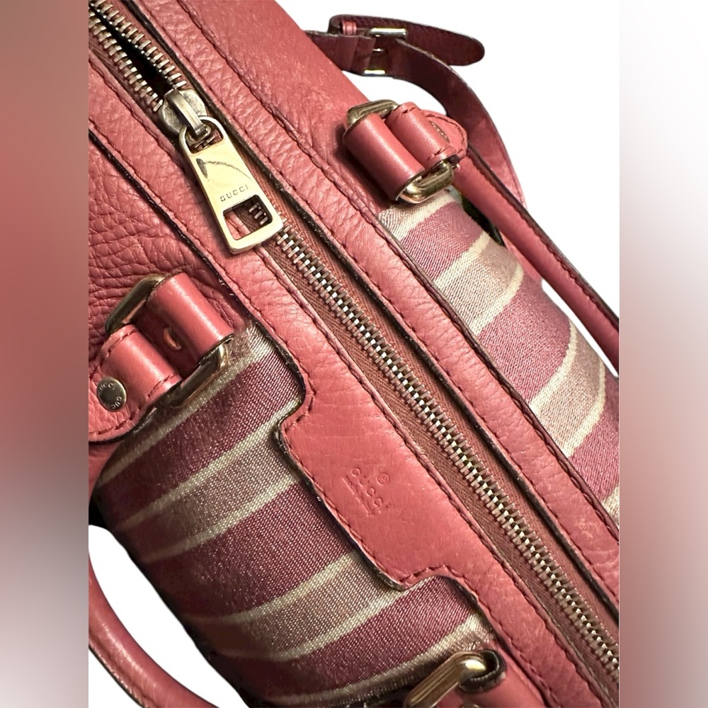Gucci Rose Leather Medium Web Boston Bag - Picture 9 of 14
